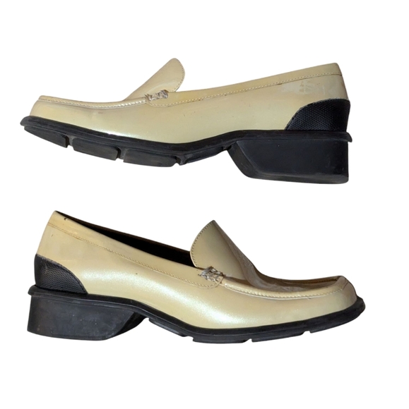 Y2K Kenneth Cole Reaction Lofia Loafer 6.5 Butter Yellow Chunky Square Toe Retro - Picture 3 of 10
